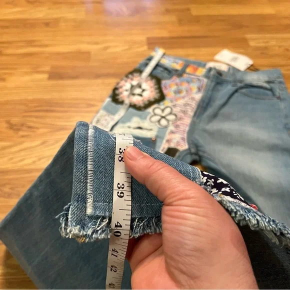 NWT Urban Outfitters BDG High Waist Patchwork Hippie Boho Floral crocheted jeans - Picture 13 of 14